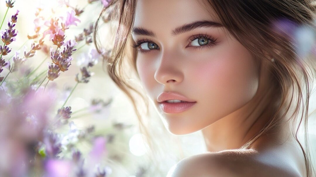 A beautiful young woman with glowing skin expressing Natural Healthy Beauty.